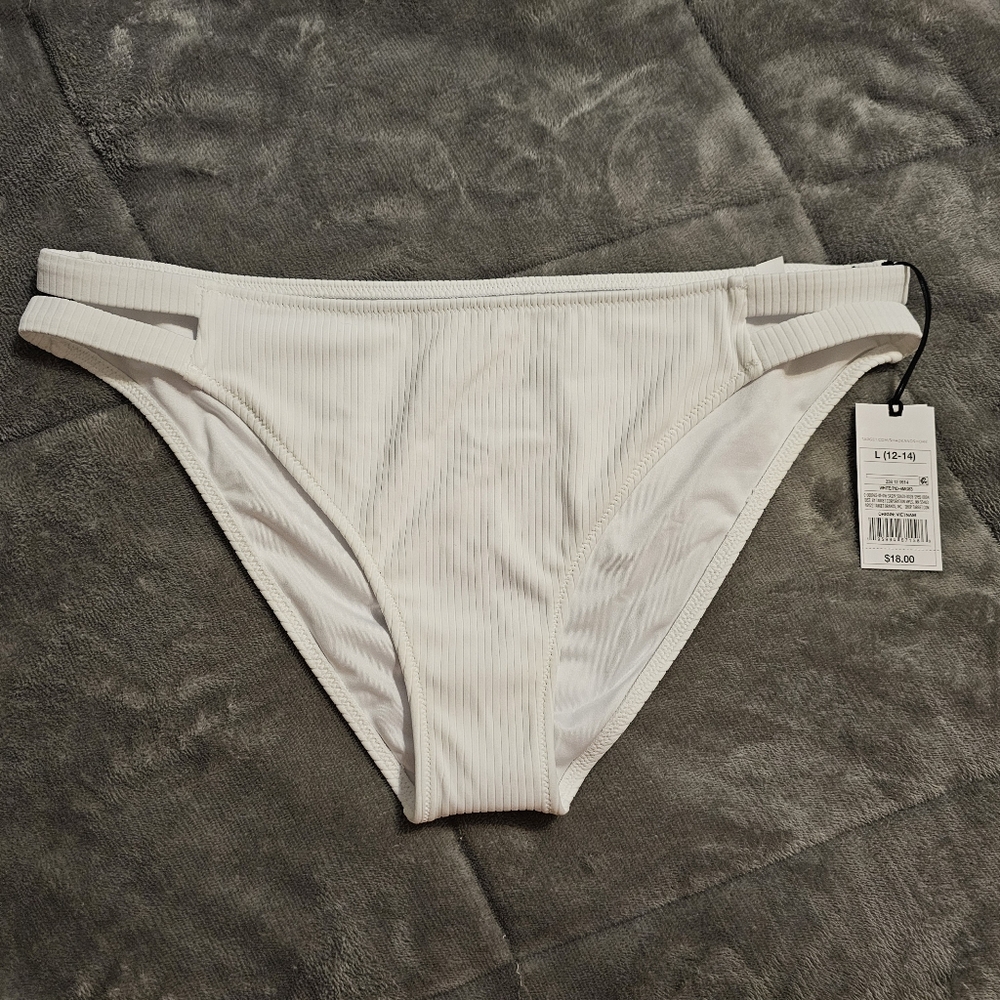 White Ribbed Bikini Bottoms